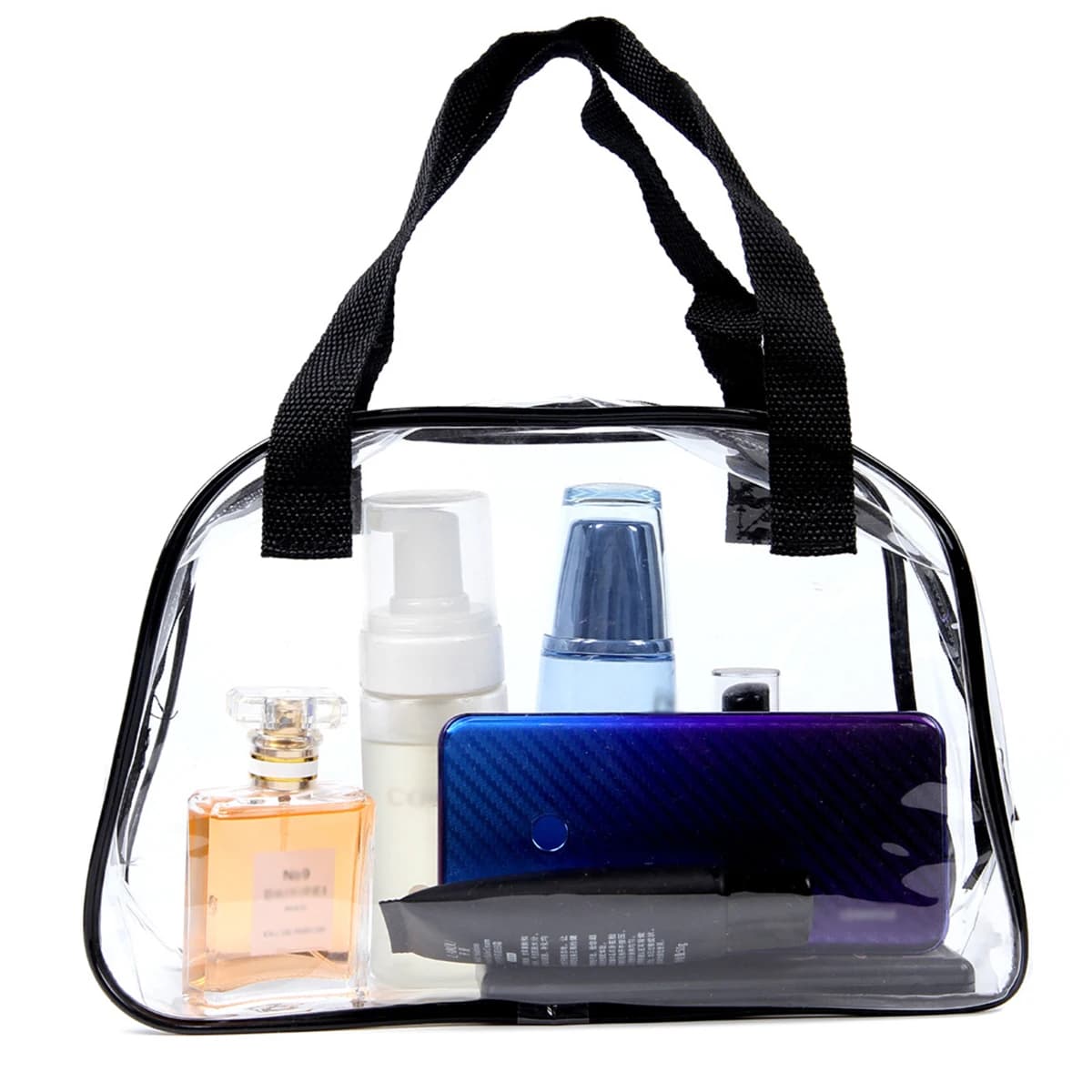 Borsa Cosmetica Trasparente in PVC per Viaggi e Concerti, Borsa Approvata per Stadi, Borsa per Articoli da Toilette, Piccola Borsa a Mano