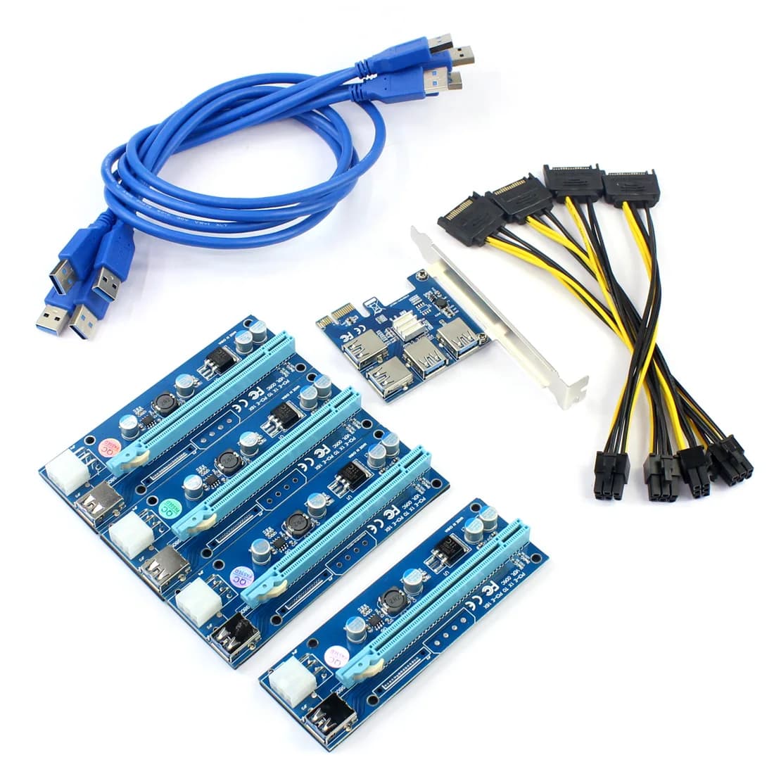USB 3.0 PCI-E Express 1x a 16x Extender Riser Card Adapter Pcie 1 a 4 USB Convertitore Grafica della Scheda Video per Minatore BTC Litcoin