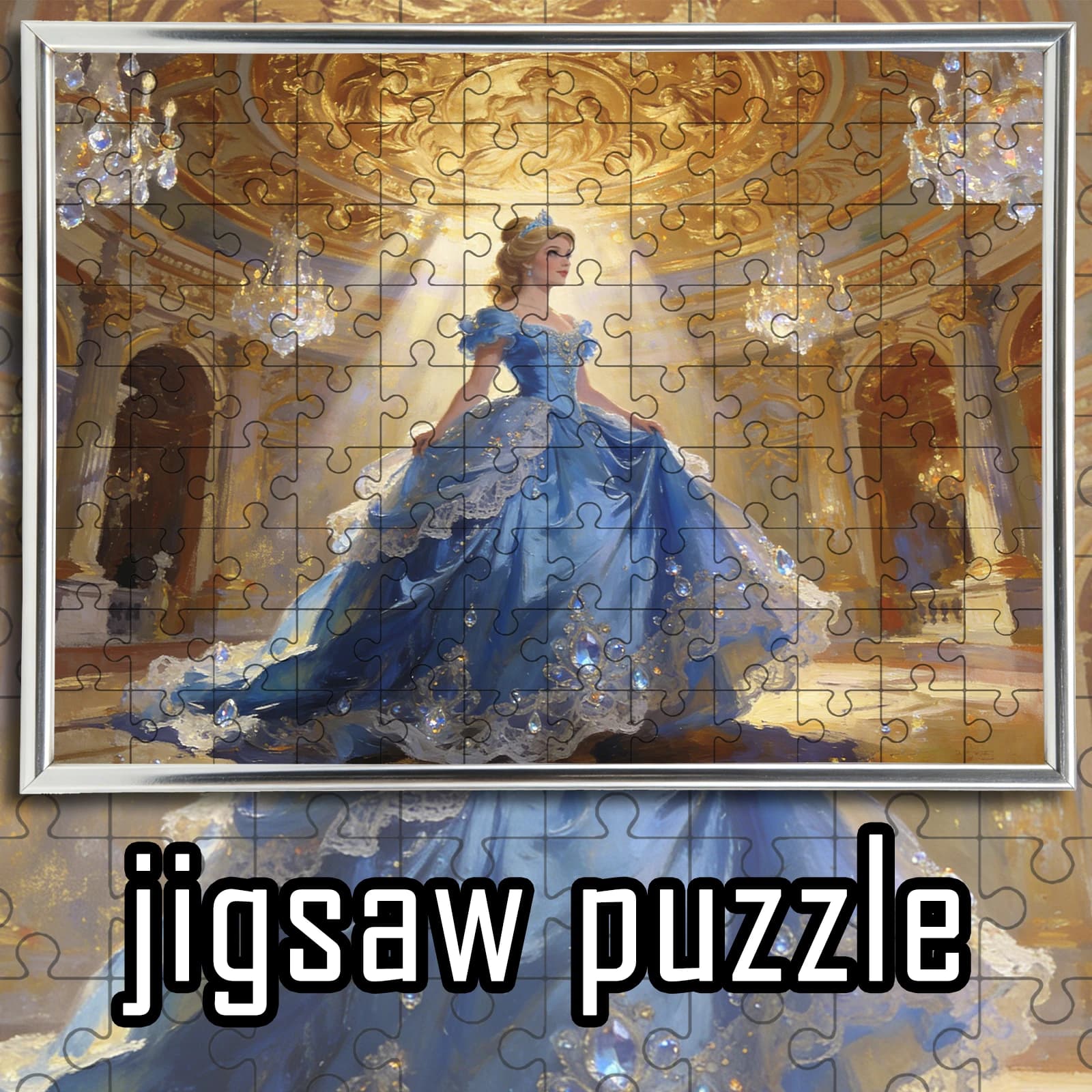 Puzzle in Legno Cenerentola Sala da Ballo Reale 108-1000 Pezzi, Scatola Colorata - Arte con Effetto Luce Lampadario di Cristallo