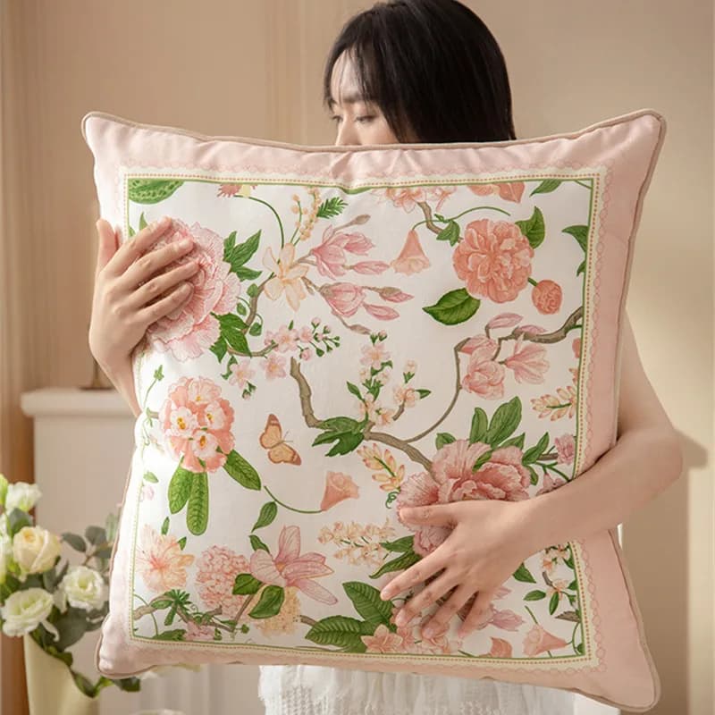 Federa per cuscino in velluto pesante 65x65 cm Federa floreale stampata lombare per interni ed esterni Euro Sham Farmhouse Vintage Big Square