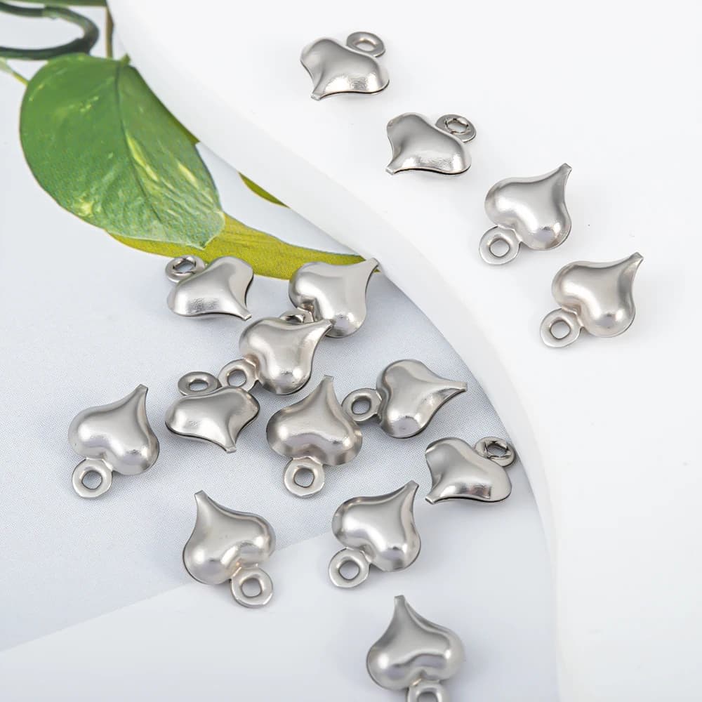 20 pezzi in acciaio inossidabile 6x9mm cavo lucido cuore fascino amore coppia ciondolo orecchino collana girocollo creazione di gioielli fai da te all'ingrosso