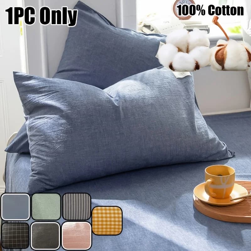 1 piece luxurious pillowcase made of 100% cotton brushed twill fabric, only hand wash, envelope closure, soft and cosy bed cushion lining, 48x74 cm