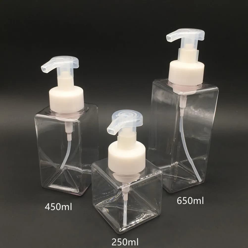 3 flaconi in schiuma con pompa a pressione, dispenser per sapone, bottiglia per liquidi, ricaricabile, trasparente, da 650 ml, per uso domestico e in ufficio