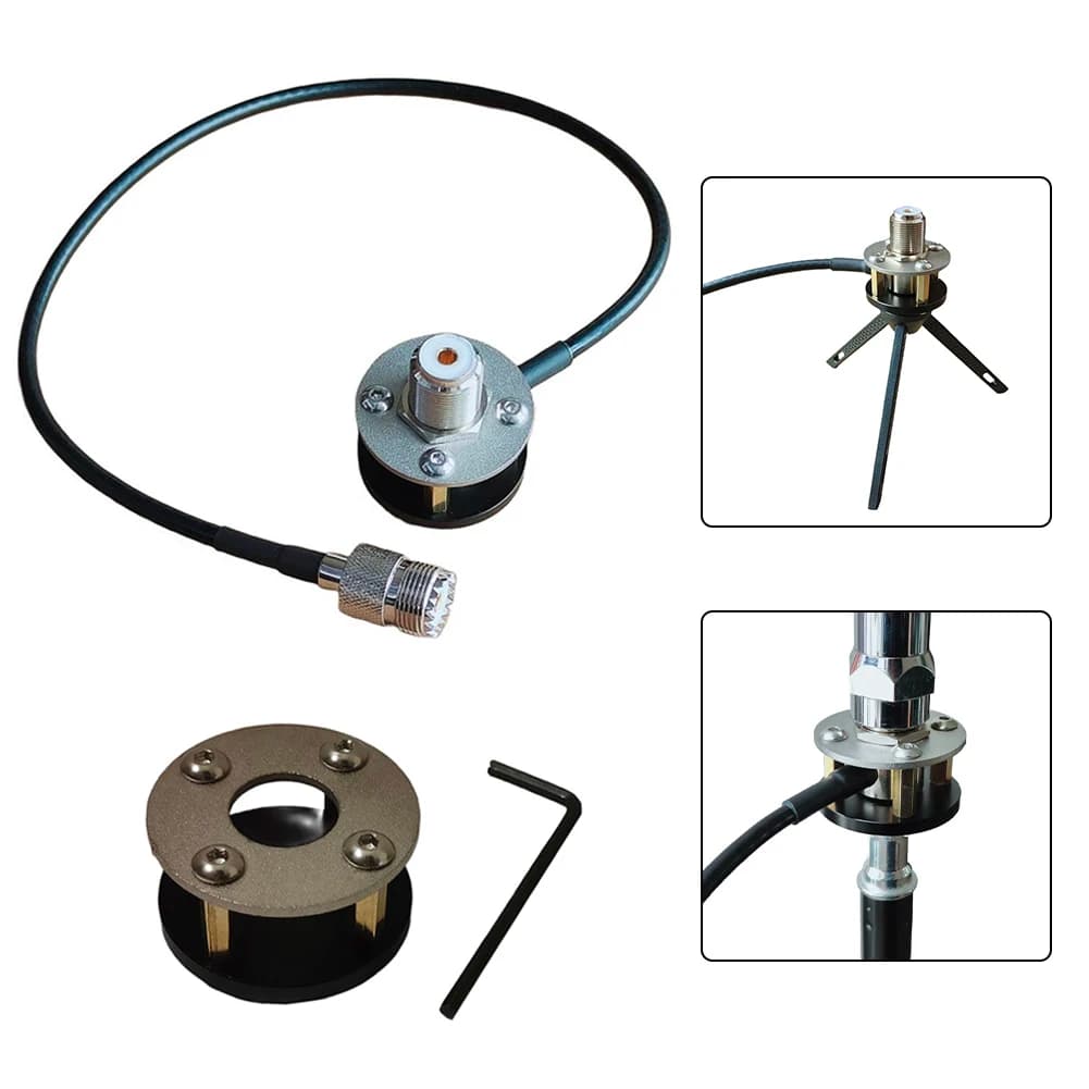 Staffa di installazione dell'antenna per treppiede in acciaio inossidabile 1PC M-pip Base per antenna a onde corte montata su auto con tubo M esterno portatile