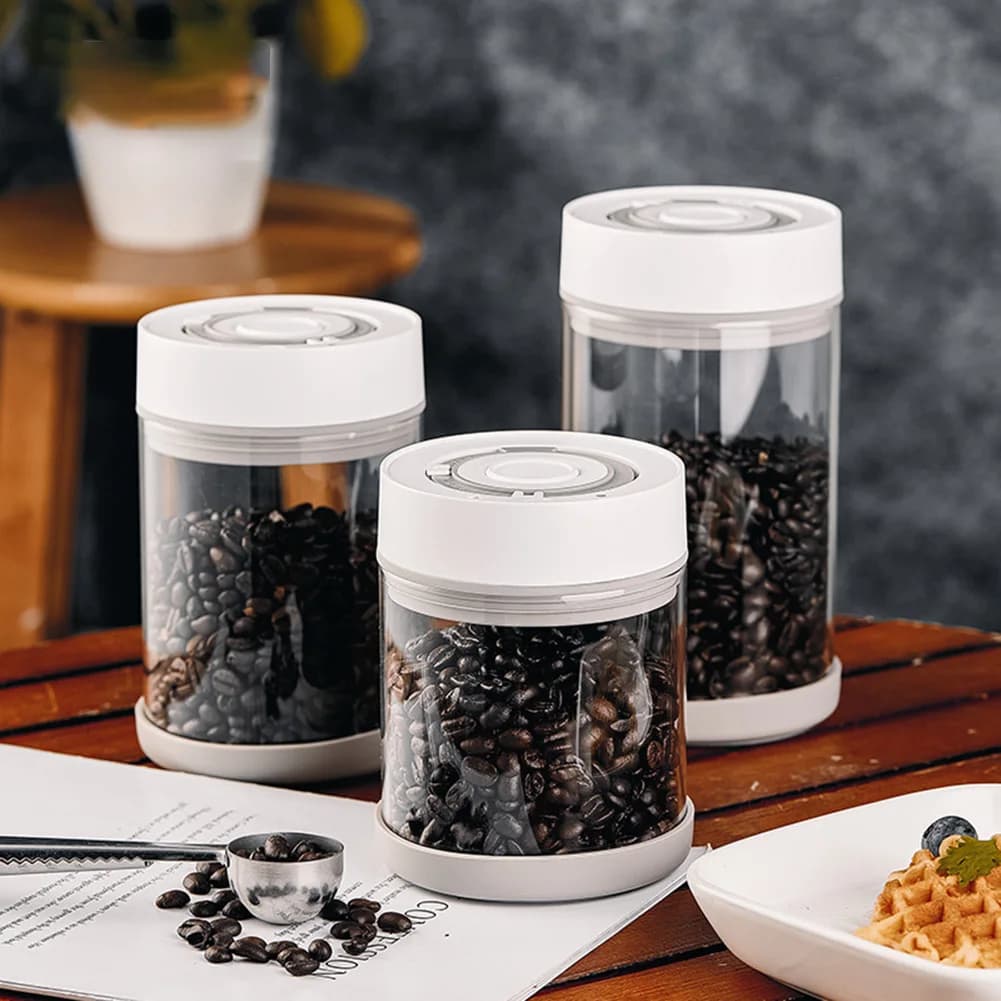 Kitchen Moisture-proof glass coffee bean container, automatic, smart, to store vacuum, sealed, for food, fruit, cereal, tea