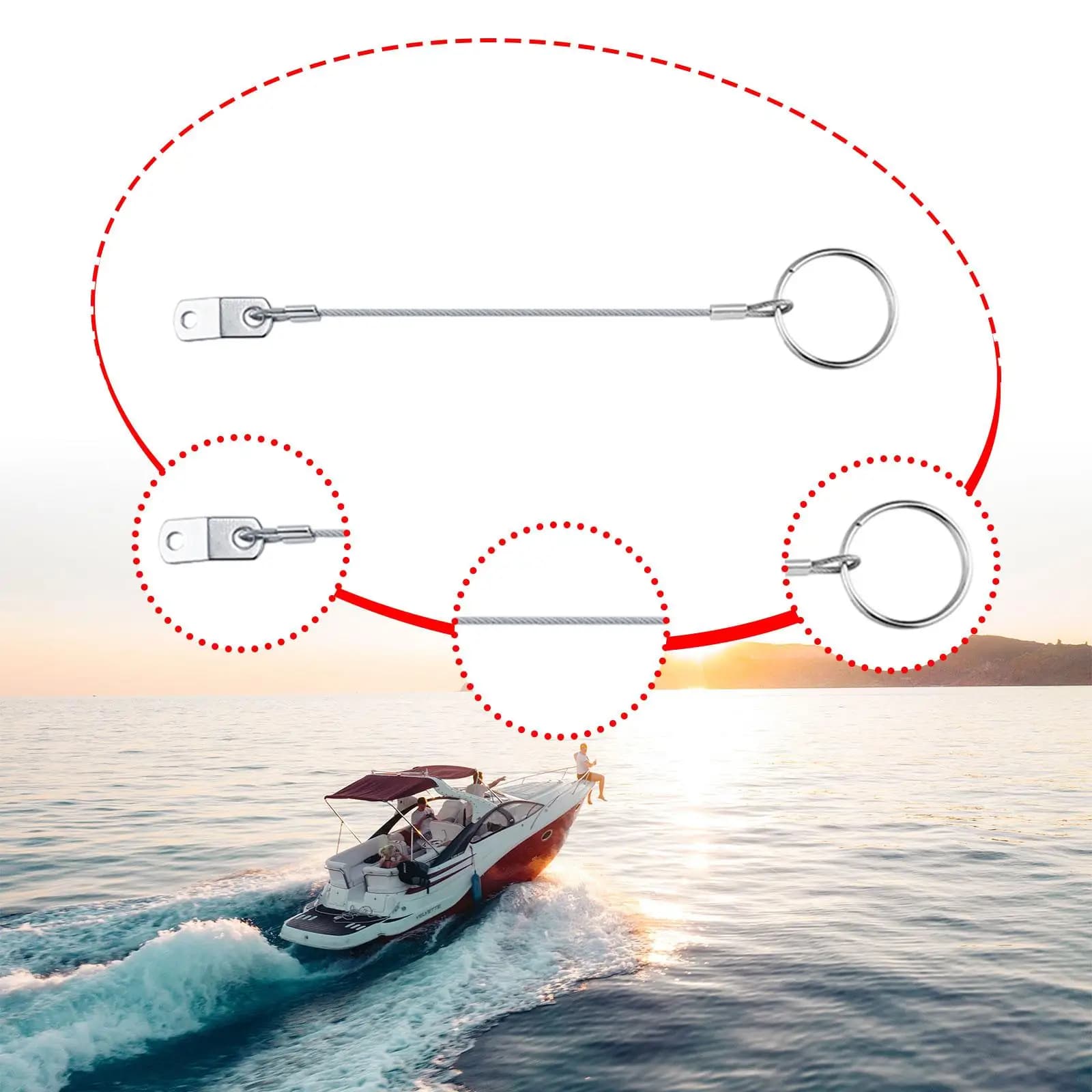 Stainless Steel Lanyard Cable Boat Pin Quick Release Rope Attachment for Marine Hardware Replacement Part