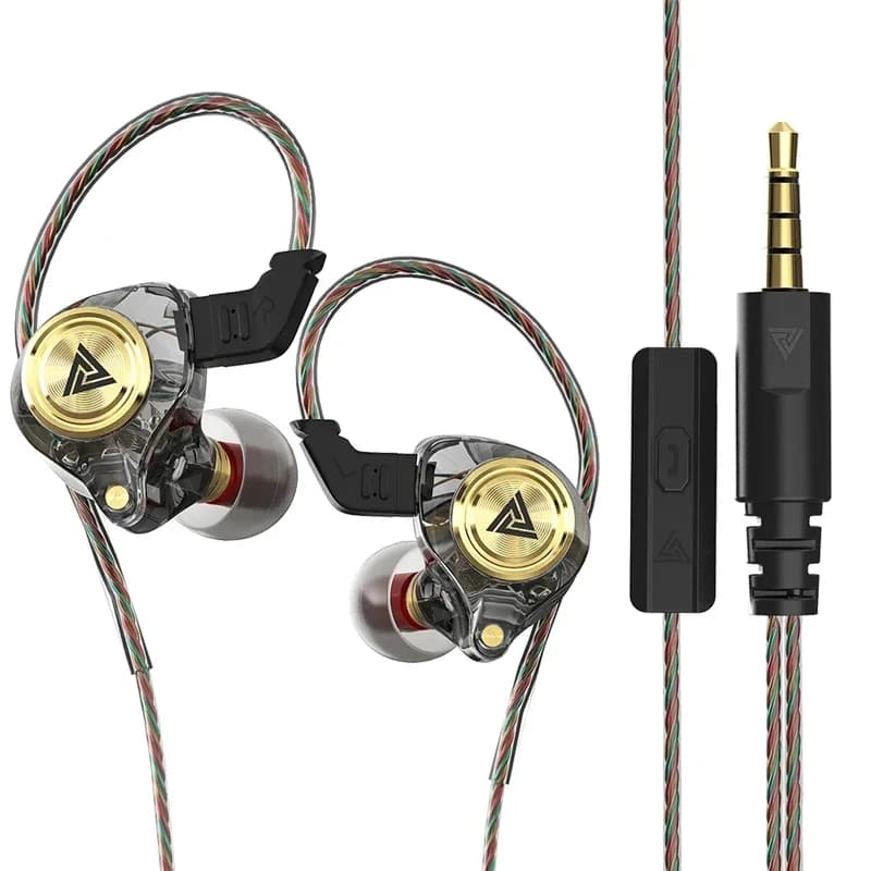 QKZ AK3 FiLe wired earphones with microphone, HiFi headphones for music monitoring, powerful bass, noise cancellation, sports and gaming.