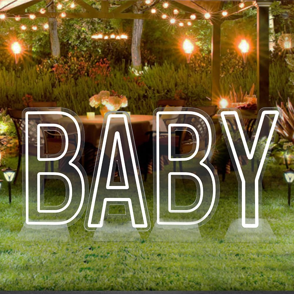 Insegna luminosa per lettere per bambini al neon da 30 pollici con base dimmerabile ABC Alfabeto inglese Decorazione per eventi per negozi di feste