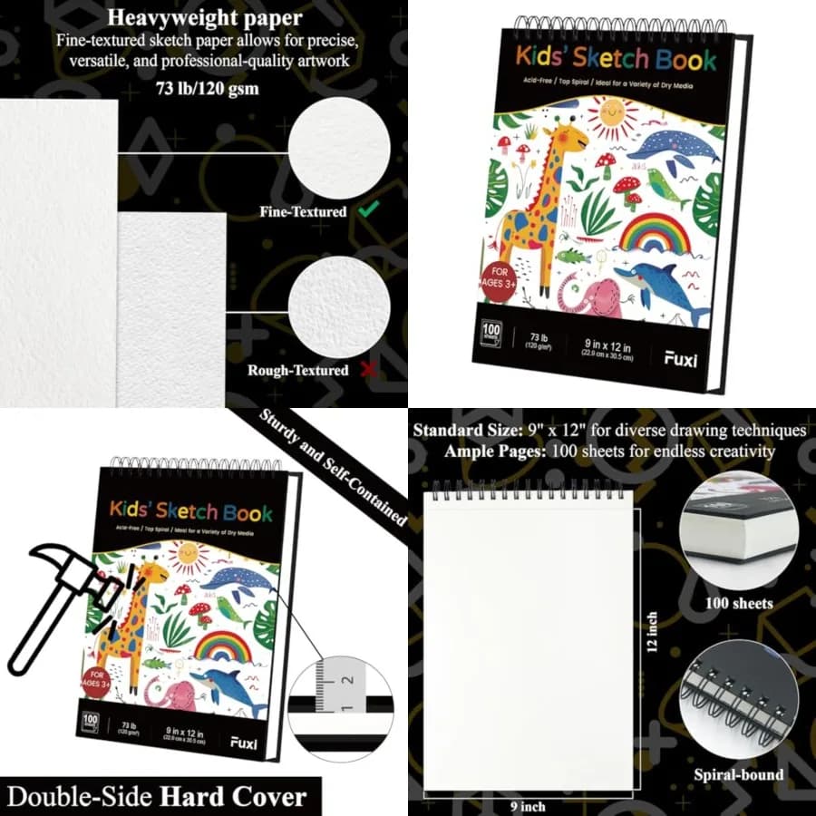 Sketch Book for,Kid Sketchbook, 100 Sheets 73lb/120gsm Thick Drawing Paper for,Spiral Sketch Pad for Kid, Easter Basket Stuffer