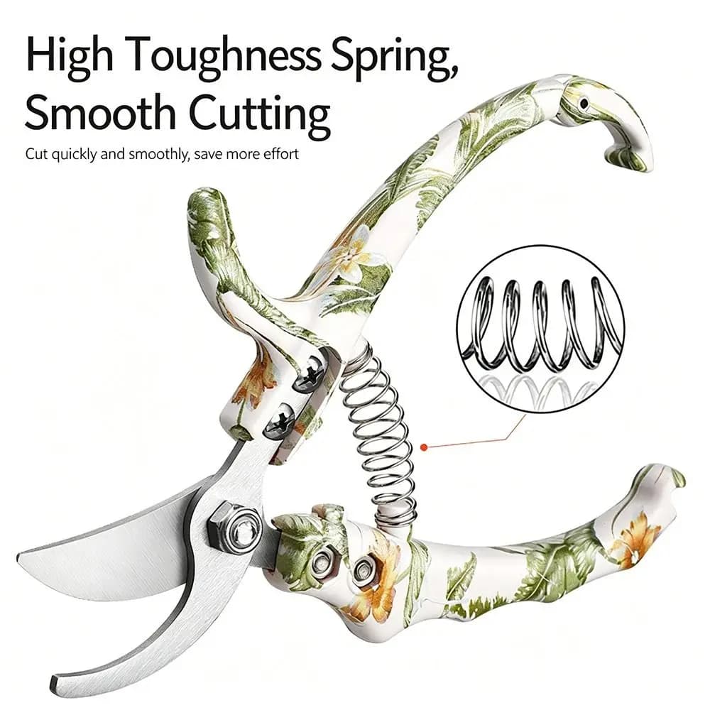 SK5 Steel Pruning Shears Non-slip Handle Floral Pattern Branch Cutter Professional Effortless Gardening Tool Flower Arrangement