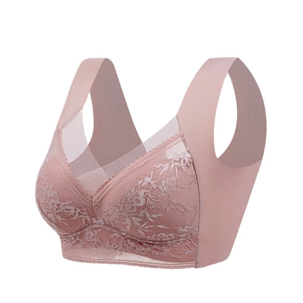 Full Cup Plus Size Lace Women's Underwear L-5XL Lace Printed Summer Bra Nylon Widen Band Floral Printed Underwear Lingerie