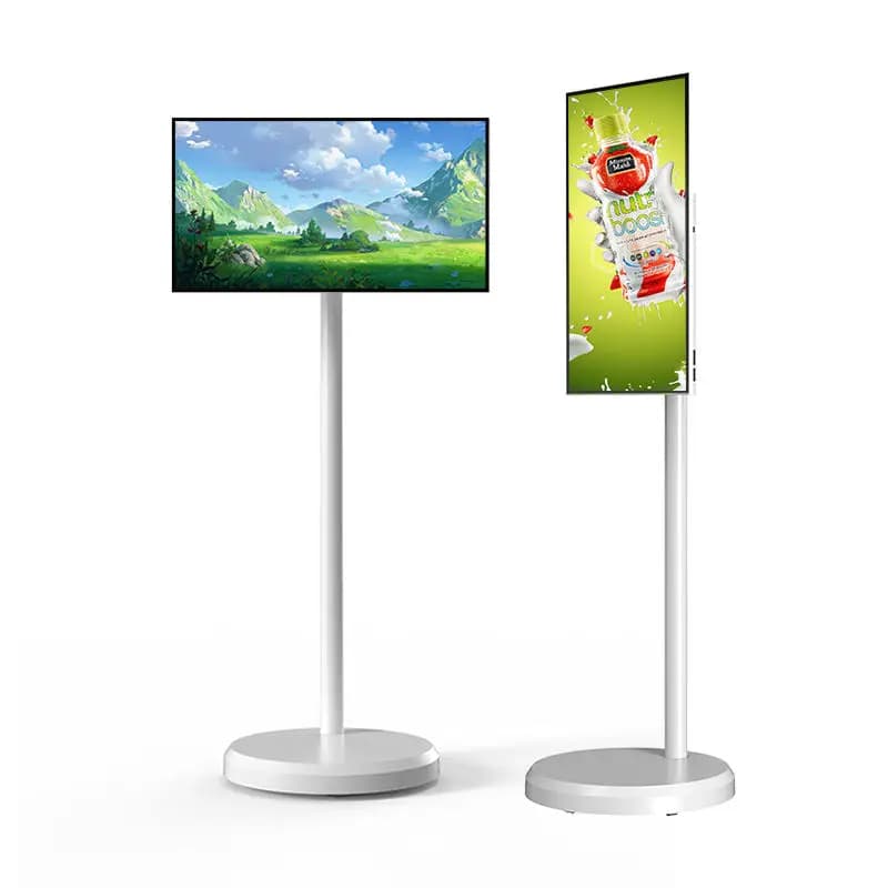 Clear New Portable 32 Inch Height Adjustable Free Standing Mobile Display Wireless Interactive Monitor Portable Smart Tv