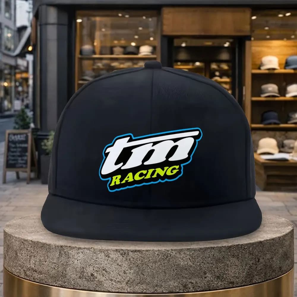 1pc TM Racing Printed Baseball Cap, Unisex Flat Brim Hip-Hop Hat, Street Fashion Outdoor Sports Baseball Cap, Flat Brim Hat Suit