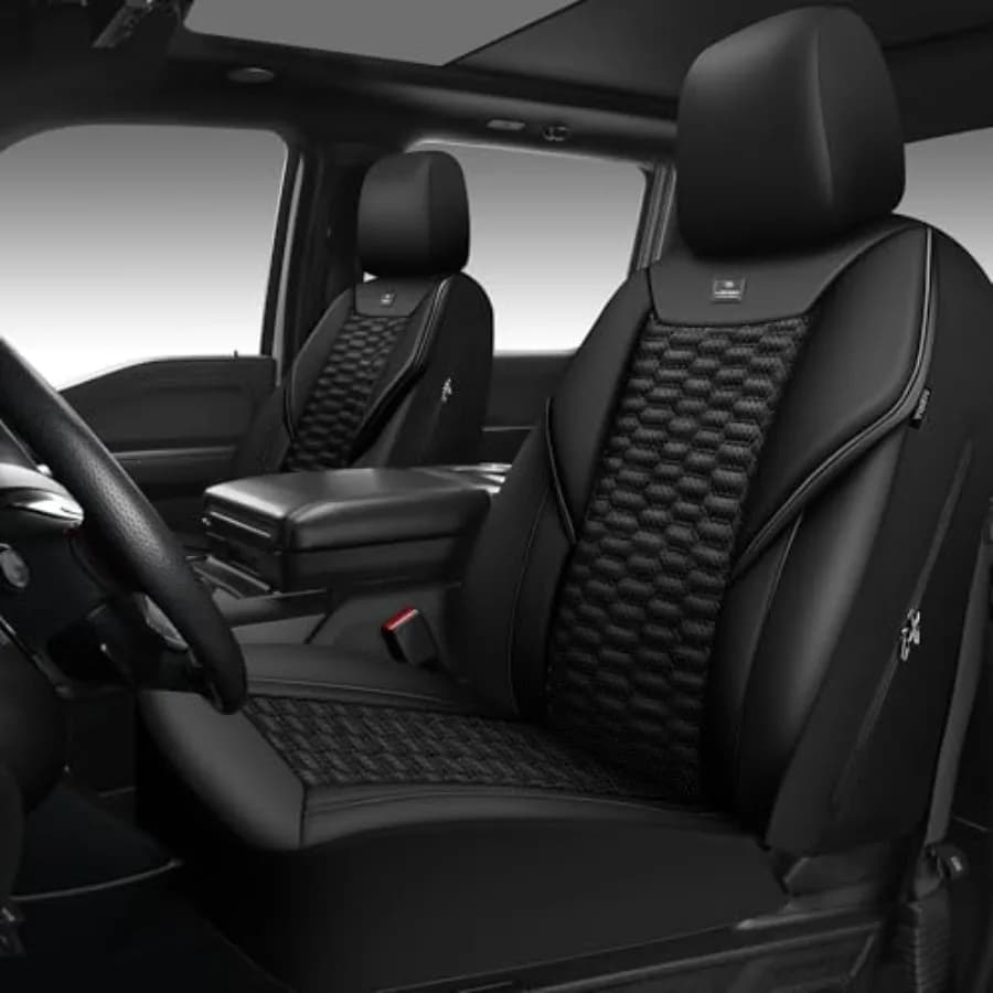 Coprisedili Auto in Pelle PU 3D, Coprisedili Anteriori in Ecopelle Nera per Auto, Adattabili Universalmente per SUV e Camion