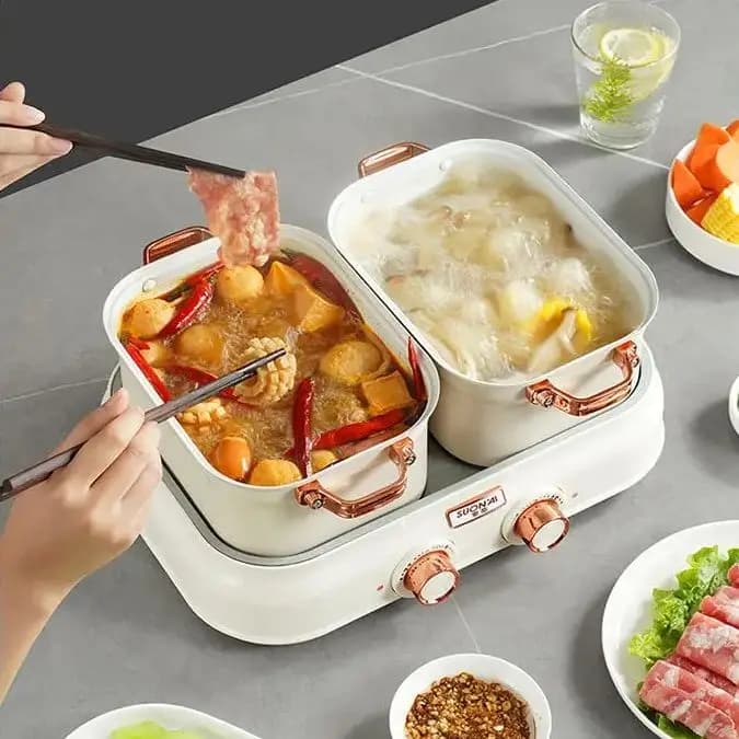 multifunctional electric pot for domestic use type divided electric pan detachable and washable