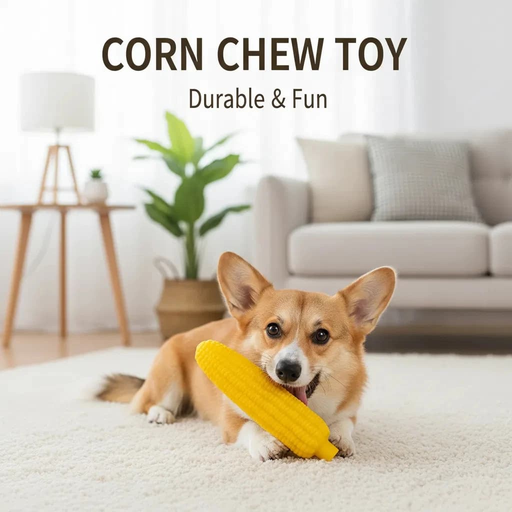Natural Rubber Durable Corn Shaped Dog Chew Toy Teeth Cleaning Bite Resistant Puppy Grinding Stick Pet Interactive Pet Toy