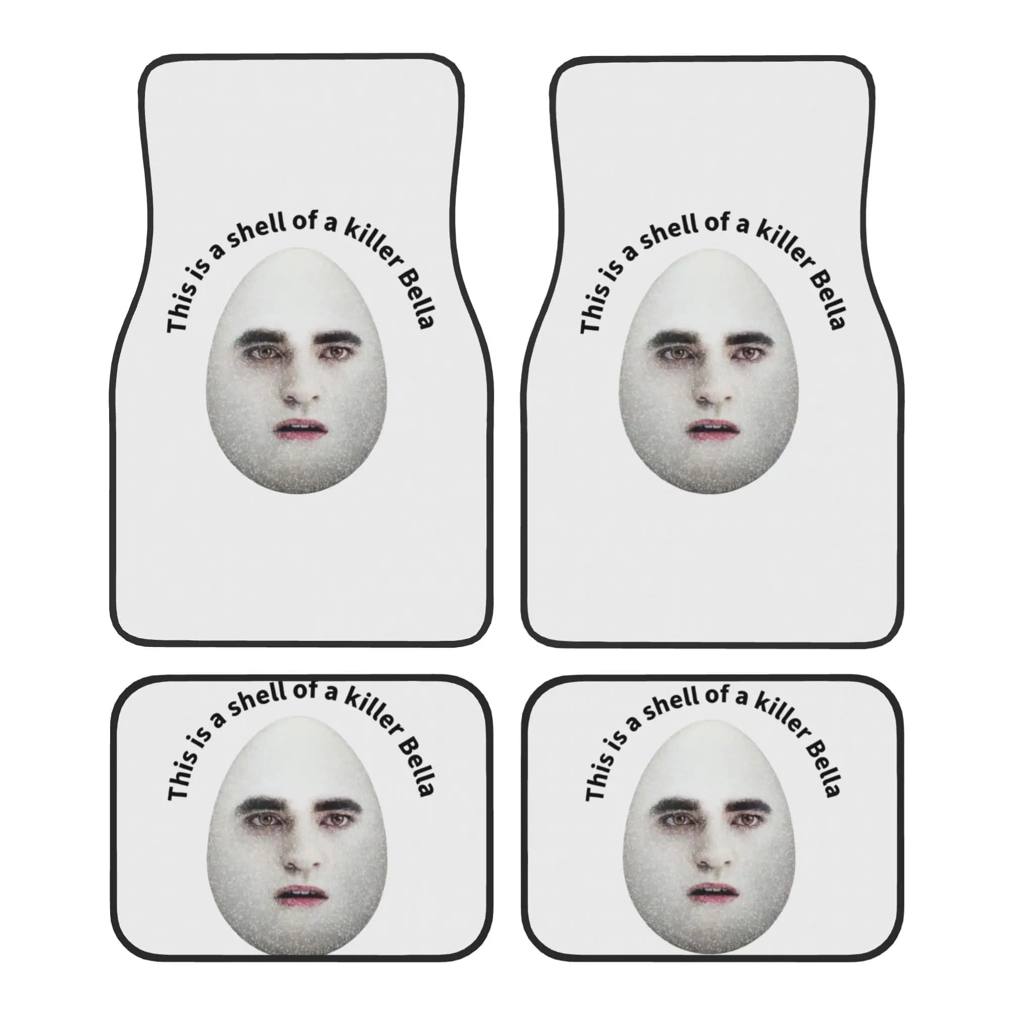 Eggward Edward Cullen Twilight Meme Car Floor Mats of 4 Pieces Crystal Velvet Rugs Universal Car Front Rear Carpets Foot Mats