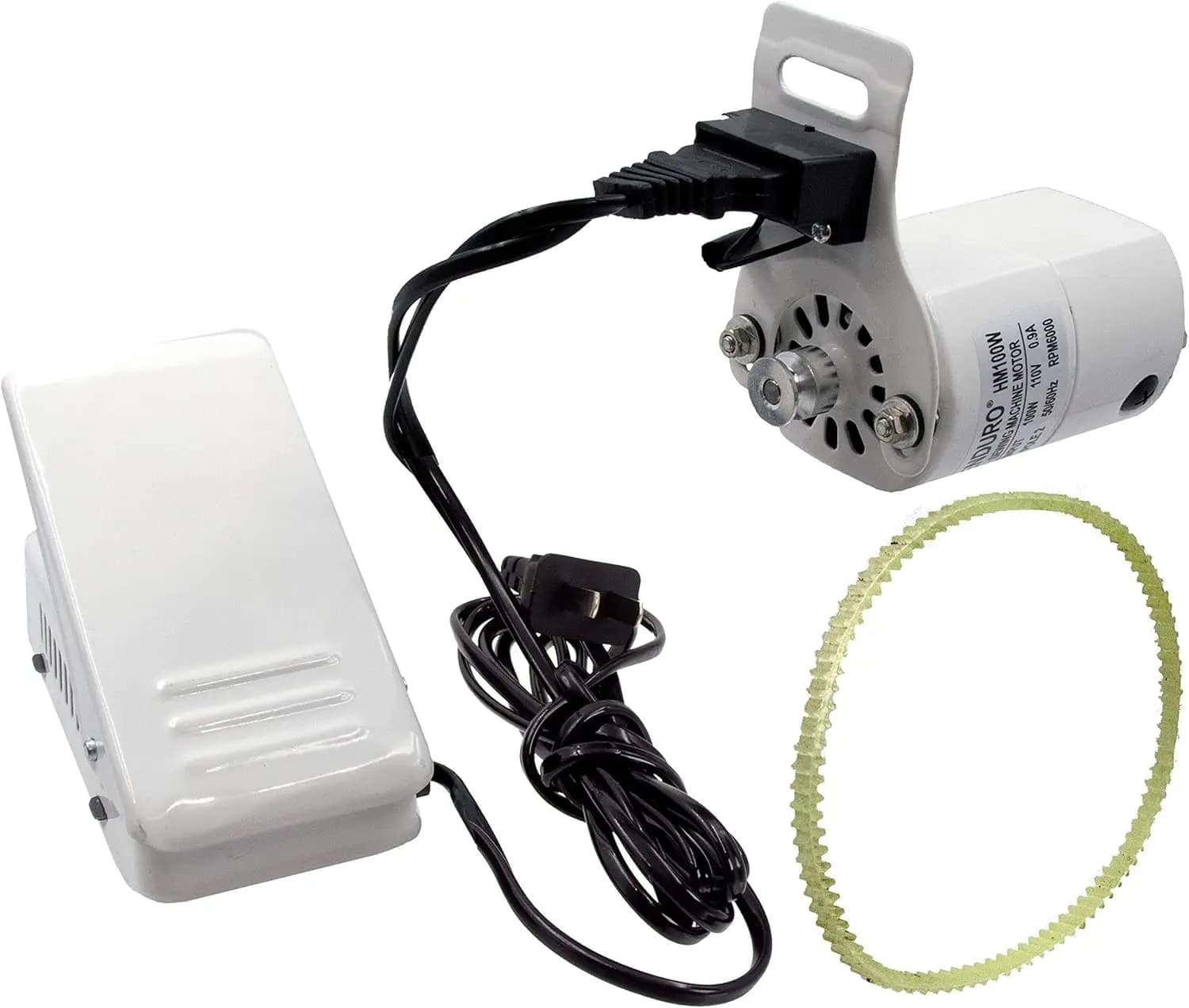Kit Motore per Macchina da Cucire 110V 100W con Pedale e Cinghia per Uso Domestico, Bianco
