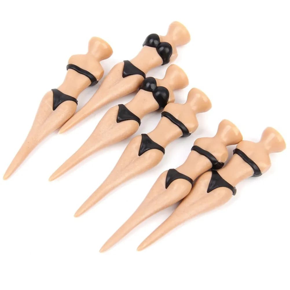 Set di 6 Tee da Golf a Forma di Bikini per Donne, Strumento Divot Originale Nero, Diametro 11cm, Lunghezza 78mm, Regalo per Amanti del Golf