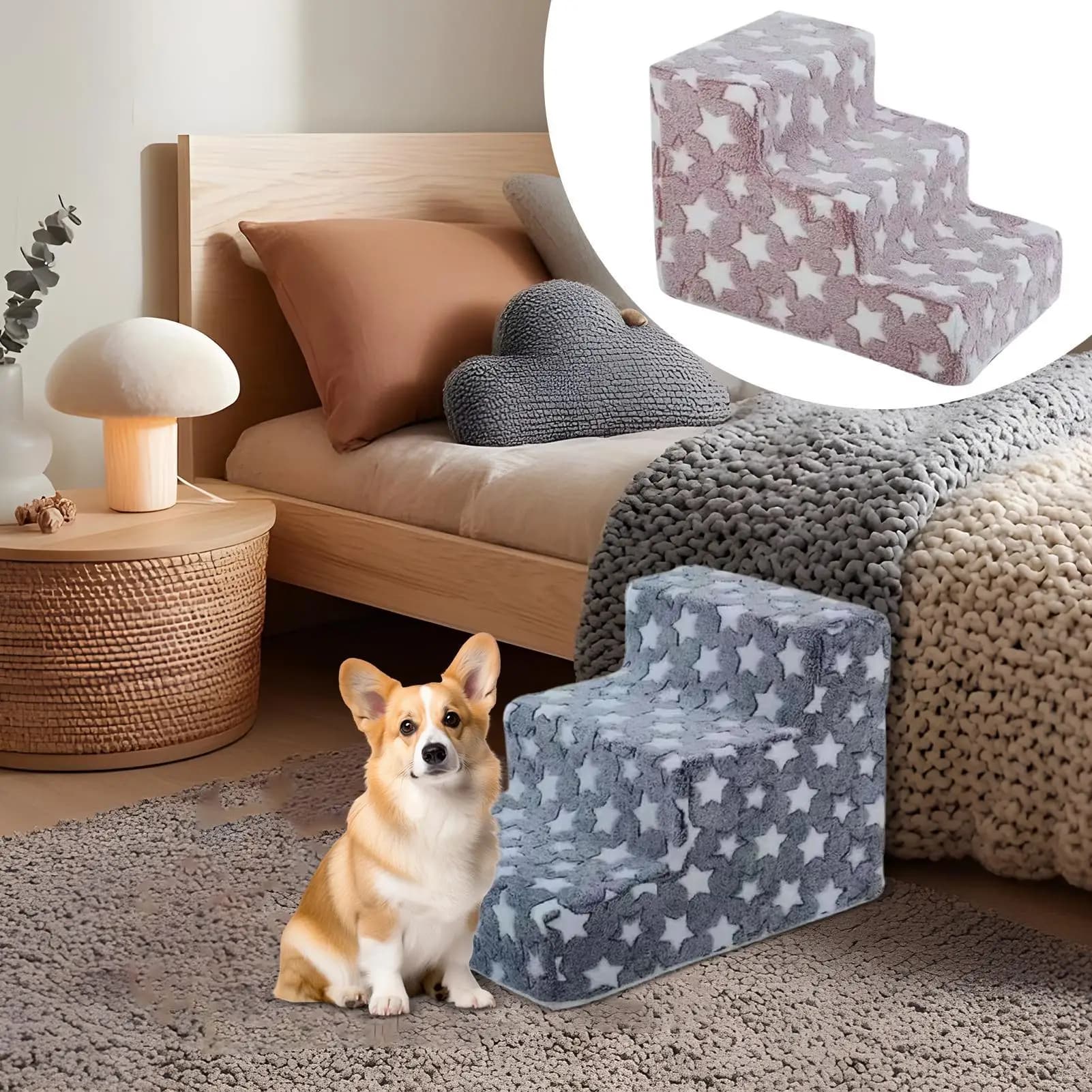 Scale per cani 3 gradini Rampa per scale per cani per letti alti Scala per gatti rimovibile antiscivolo Rampa per animali da arrampicata bilanciata per divano Sedia da camera da letto