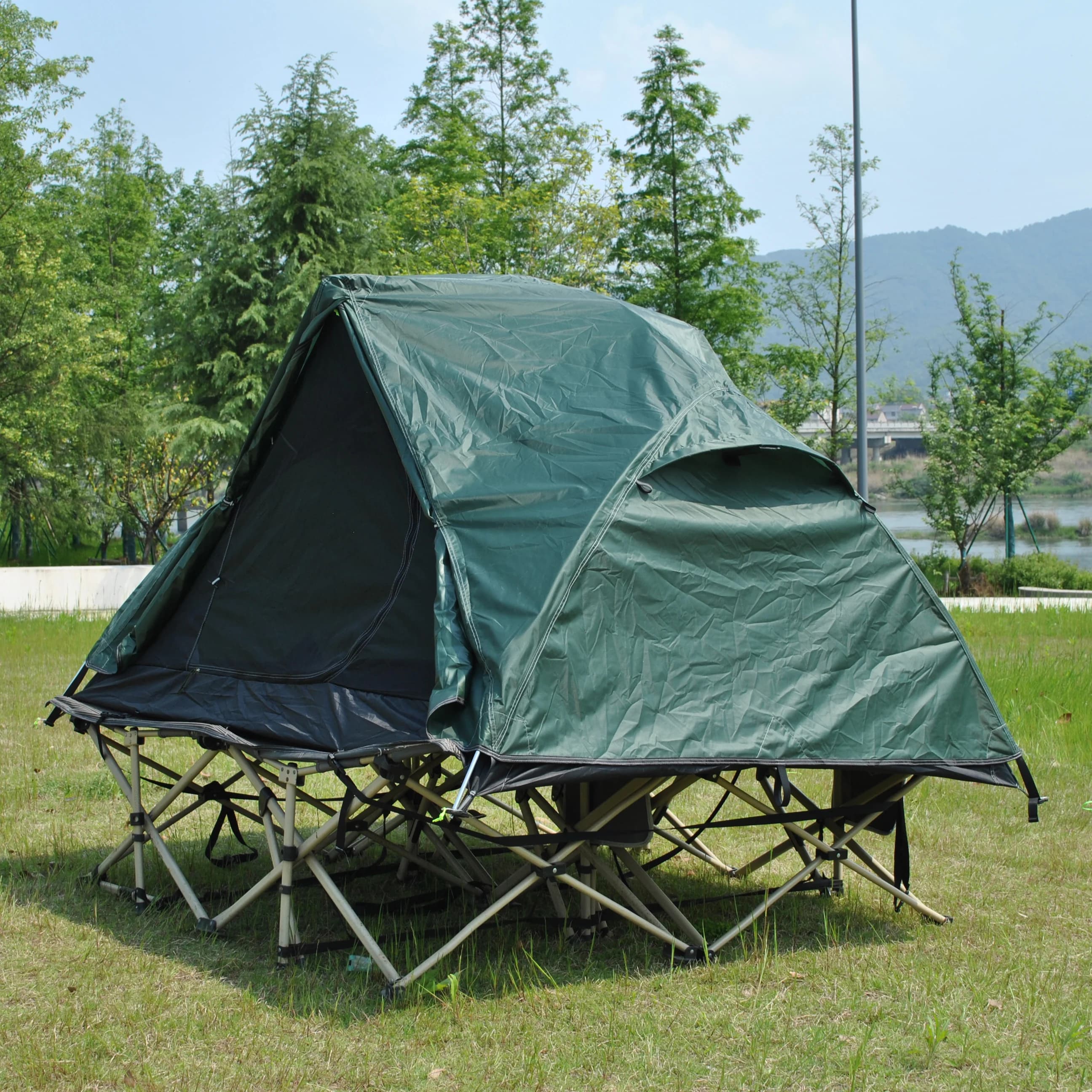 Tenda da campeggio per 2 persone, 2-in-1 ultraleggera, include telo di base, tenda letto a doppio strato (senza letto incluso)