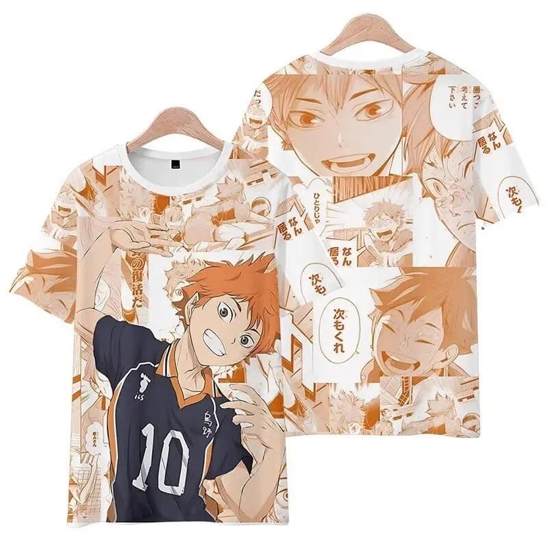Wandai Summer Volleyball Teenager Animation Anime Stampa 3D Manica corta Asciugatura rapida Traspirante Comoda T-shirt genitore-figlio