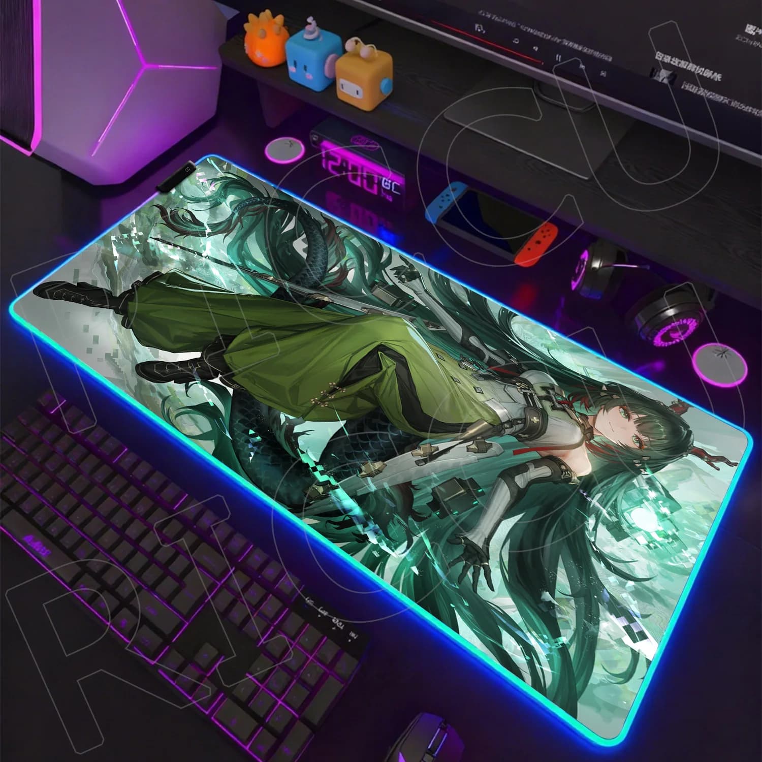 Tappetino per mouse RGB HD XXL Arknights Endfield Zhuang Fangyi, tappetino per mouse con ragazza anime, tappetino per mouse grande per giocatori, accessori per PC da gioco, tappetino da scrivania a LED