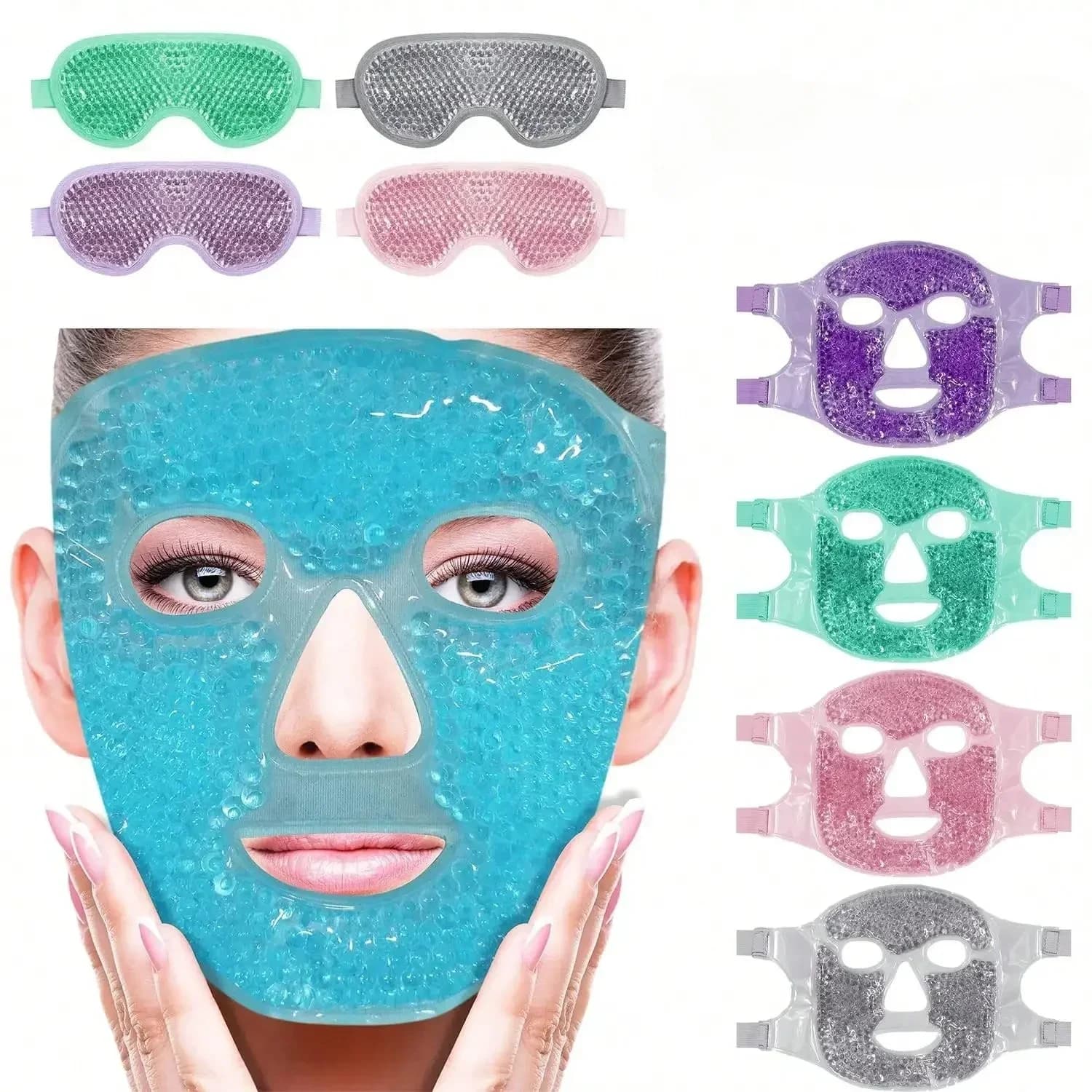 Gel Raffreddamento Ghiaccio Viso Maschera per gli occhi Maschera per il viso Impacco caldo freddo Confezione di gel Perlina Maschera per gli occhi fredda Impacco di ghiaccio Impacco di ghiaccio Impacco per il viso per dormire SPA