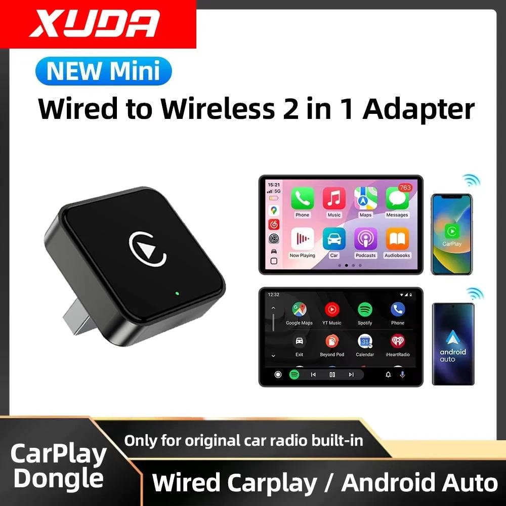 FLIXIVI 2-in-1 Wireless CarPlay Adapter for Apple and Android phones, Plug and Play, universal car accessory