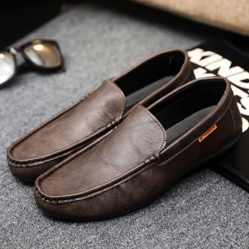 Scarpe Casual in Pelle da Uomo, Mocassini Comodi Antiscivolo, Scarpe da Guida, Slip-on, Taglia Grande 46