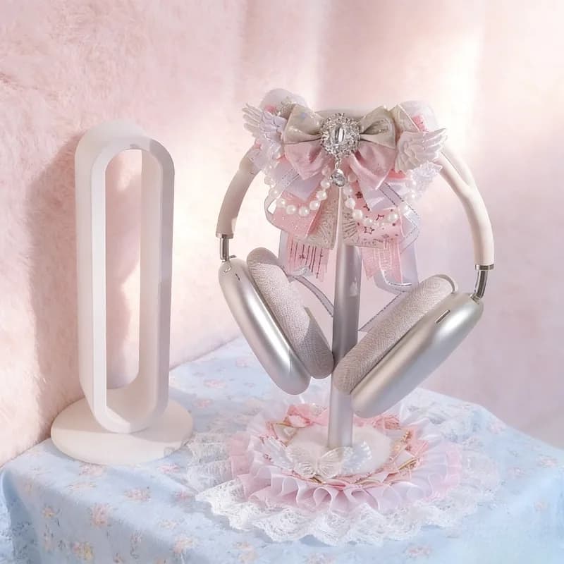 Supporto per Cuffie Creativo e Carino, Accessorio Decorativo Rosa in Peluche per Gaming, Espositore per Cuffie