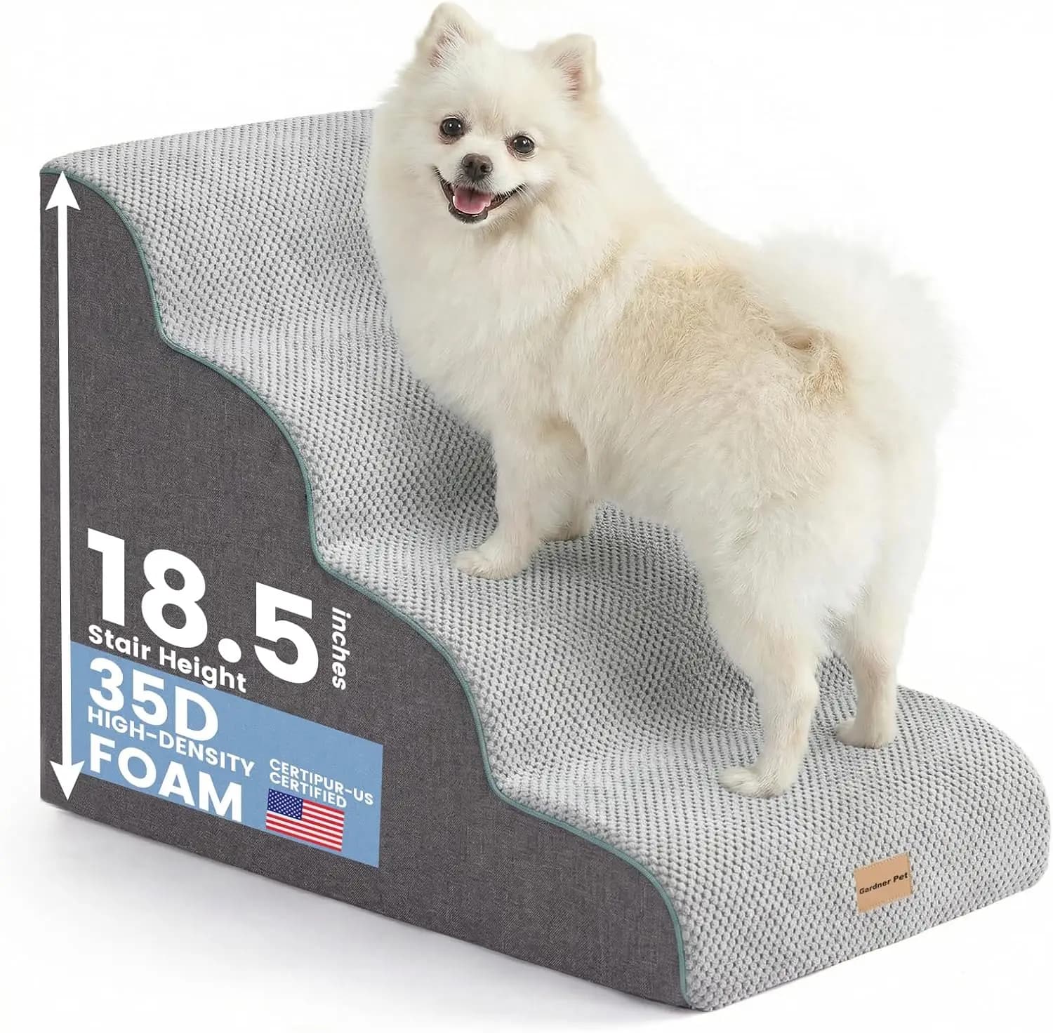 Scala per Cani Curva a 4 Gradini da 18,5 Pollici per Cani di Piccola Taglia, Gradini Antiscivolo Impermeabili in Schiuma per Letti Alti e Divani