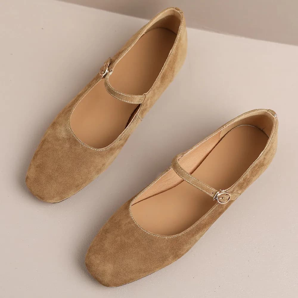 Scarpe casual da donna in pelle scamosciata naturale con punta quadrata slip-on mary jane flats per il tempo libero morbide e comode espadrillas per le donne calde