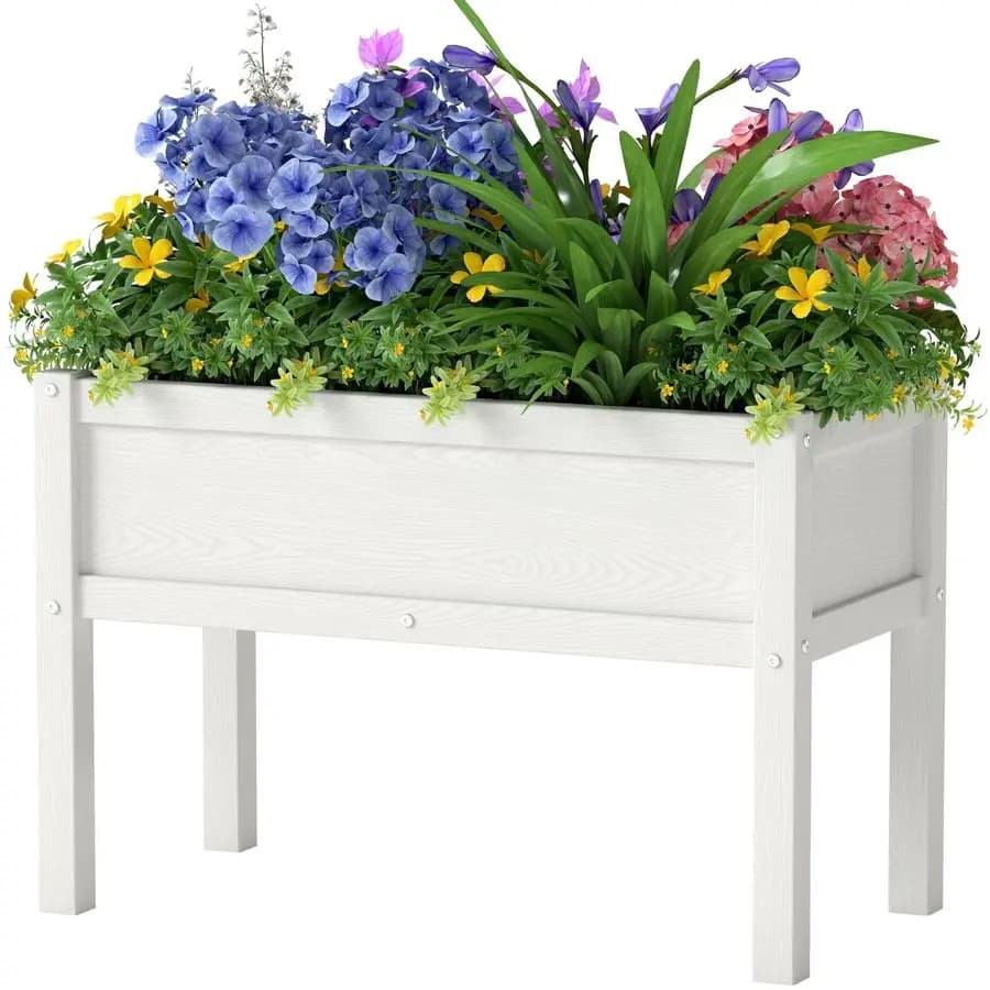 HDPE raised planter with legs, exterior, weatherproof, ideal for seeds, aromatic herbs, flowers and vegetables