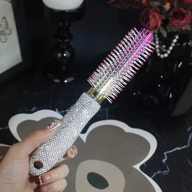 Pettine per massaggio volumizzante e arricciante per capelli lunghi, impreziosito da diamanti, di alta gamma, per donne, anti-caduta e anti-statico.
