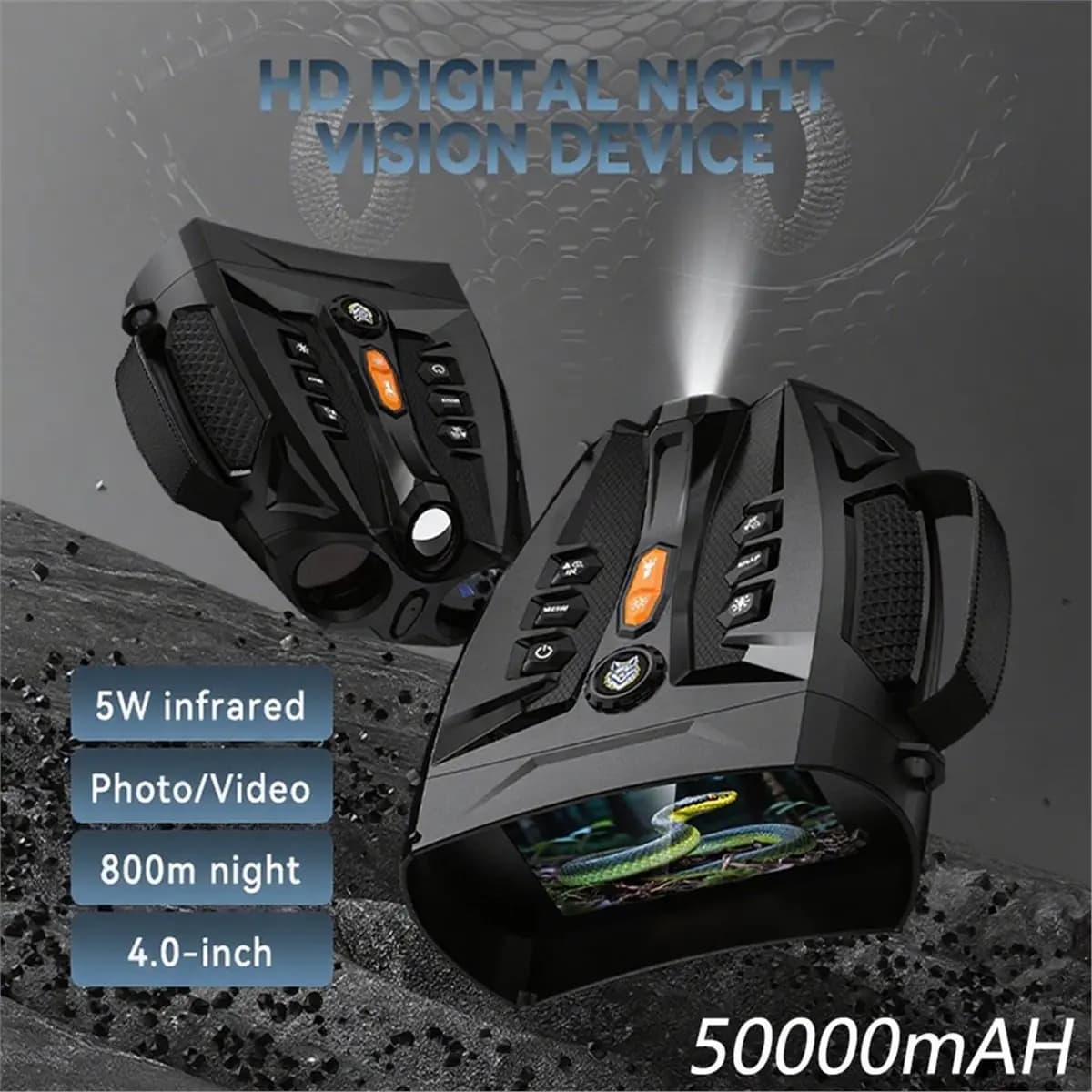 STOCK-4.0Inch Screen 4K Night Vision Binoculars 10X Digital Zoom with Light 5000mAh Infrared Night Vision Goggles