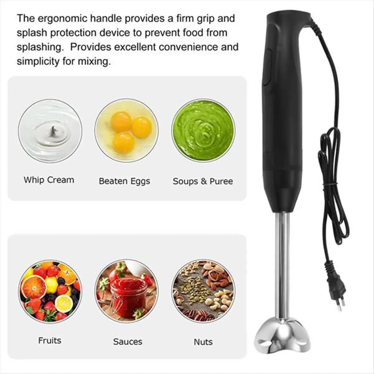 Frullatore a Immersione A56X, Tritatutto Elettrico per Alimenti e Verdure, Macchina per Cucinare e Preparare Alimenti Complementari, Spina EU, Rosso