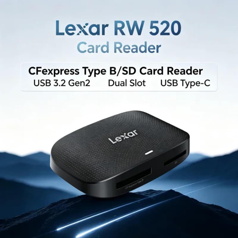 Lexar RW520 Memory Card Reader USB 3.2 Gen 2 CFexpress Type B SD Card Reader High Speed Dual Slot for Video Transfer