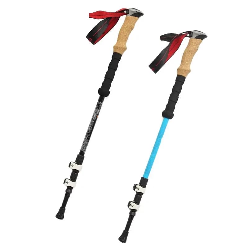 Lightweight Vintage EVA Foldable Telescopic Aluminum Alloy Hiking Stick Trekking Pole Cane 3-Section Adjustable Length 63-135cm