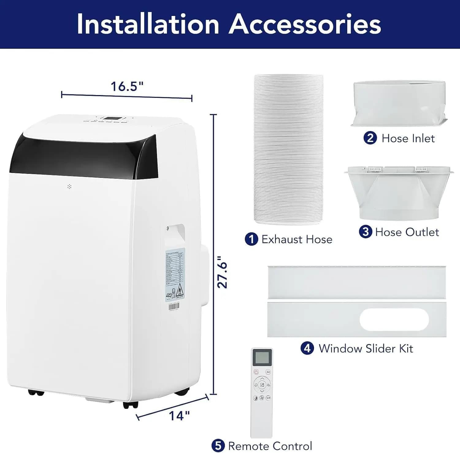 Piccolo condizionatore d'aria da 12.000 BTU con deumidificatore incorporato - Unità CA portatile per stanze fino a 550 piedi quadrati - Telecomando, Windo