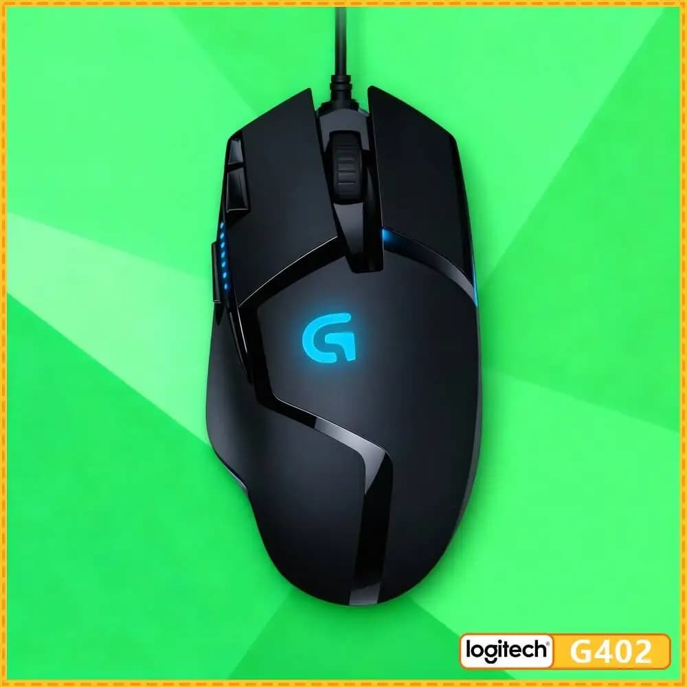 Logitech G402 Hyperion Fury Mouse 8 Custom Buttons 4000 DPI Anti-Slip Ergonomic Grip for Desktop Gaming Use