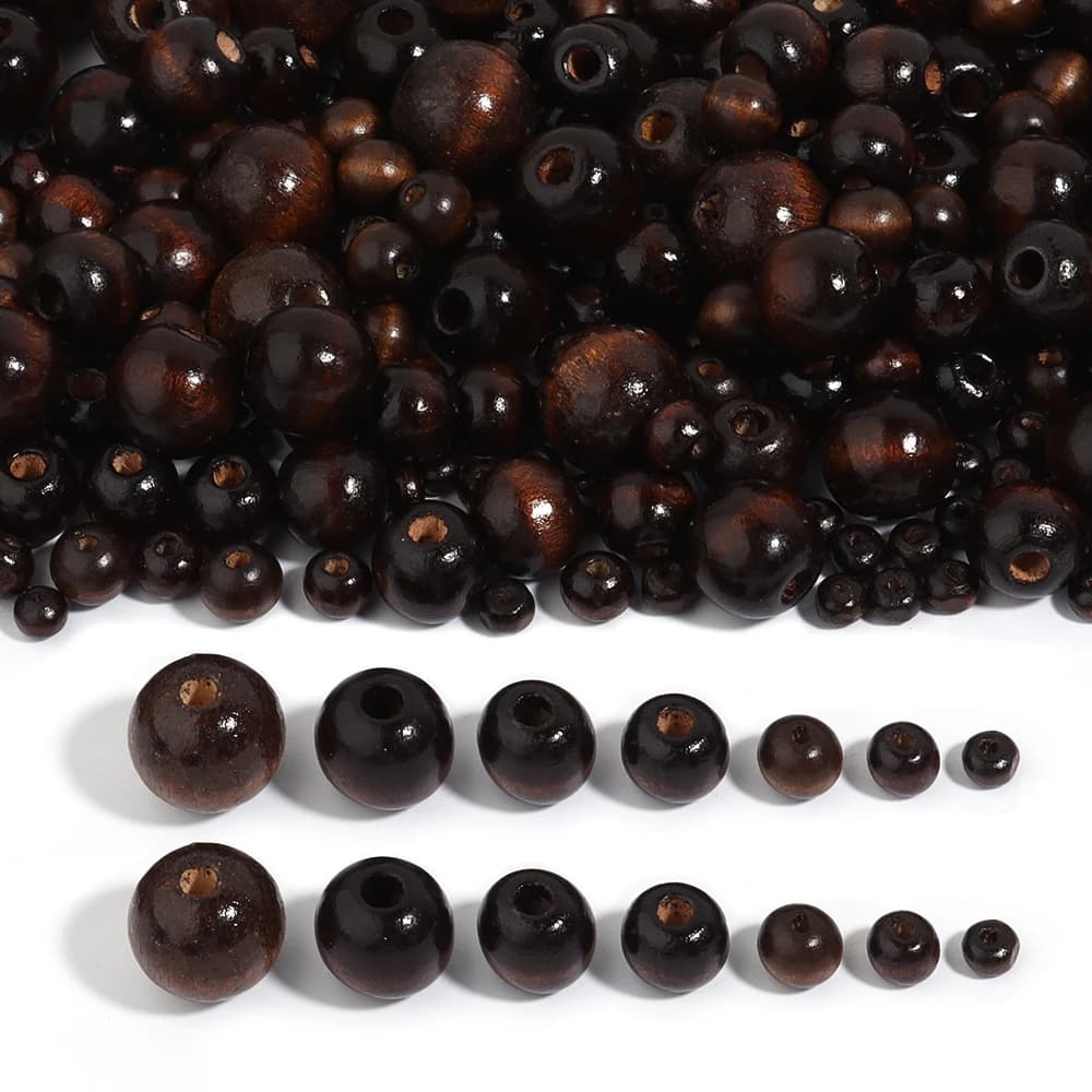 40-500 pcs/lot Natural Wood Beads Multisize Brown Dark Foreskin Large Wood Beads Trained for Jewelry Manufacturing FAI Bracelets FROM TE Accessories