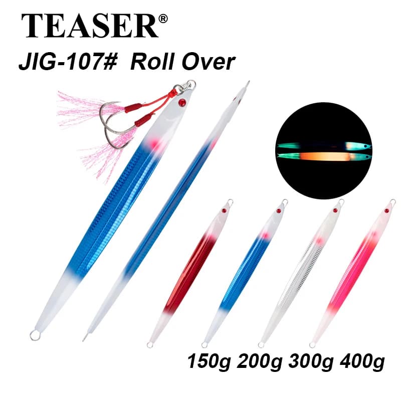 TEASER J107 150G-400G Fast-sinking Iron Plate Boat Fishing High-Antimony Lead Double-Head Luminous Slow-Jig Deep-Sea Bionic Lure