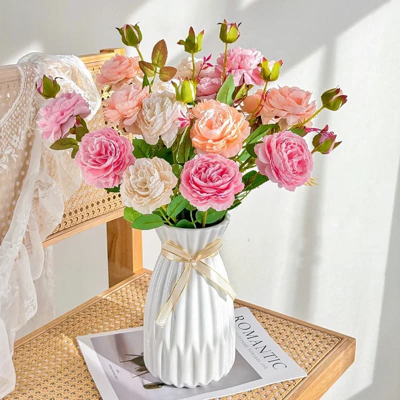 3 teste eleganti fiori artificiali peonia di seta bouquet decorazioni per la casa festa sposa matrimonio decorazioni per la casa piante peonie finte rosa