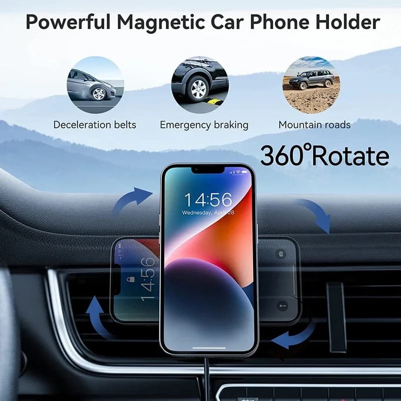 Car Magnetic Wireless Charger For iPhone For MagSafe Air Vent Transparent Ring Strong Magnet Fast Charging Auto Mount Automatic