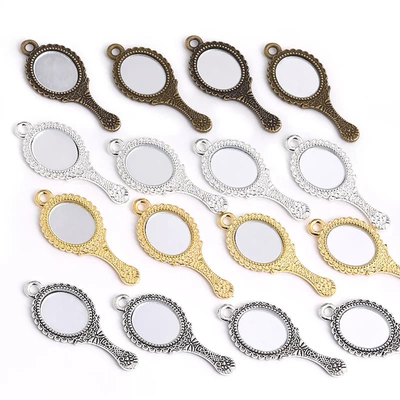 10pcs Retro Mirror Charms Fit DIY Handmade Jewelry Makeing Earring Necklace Bracelet Accessories Souvenir