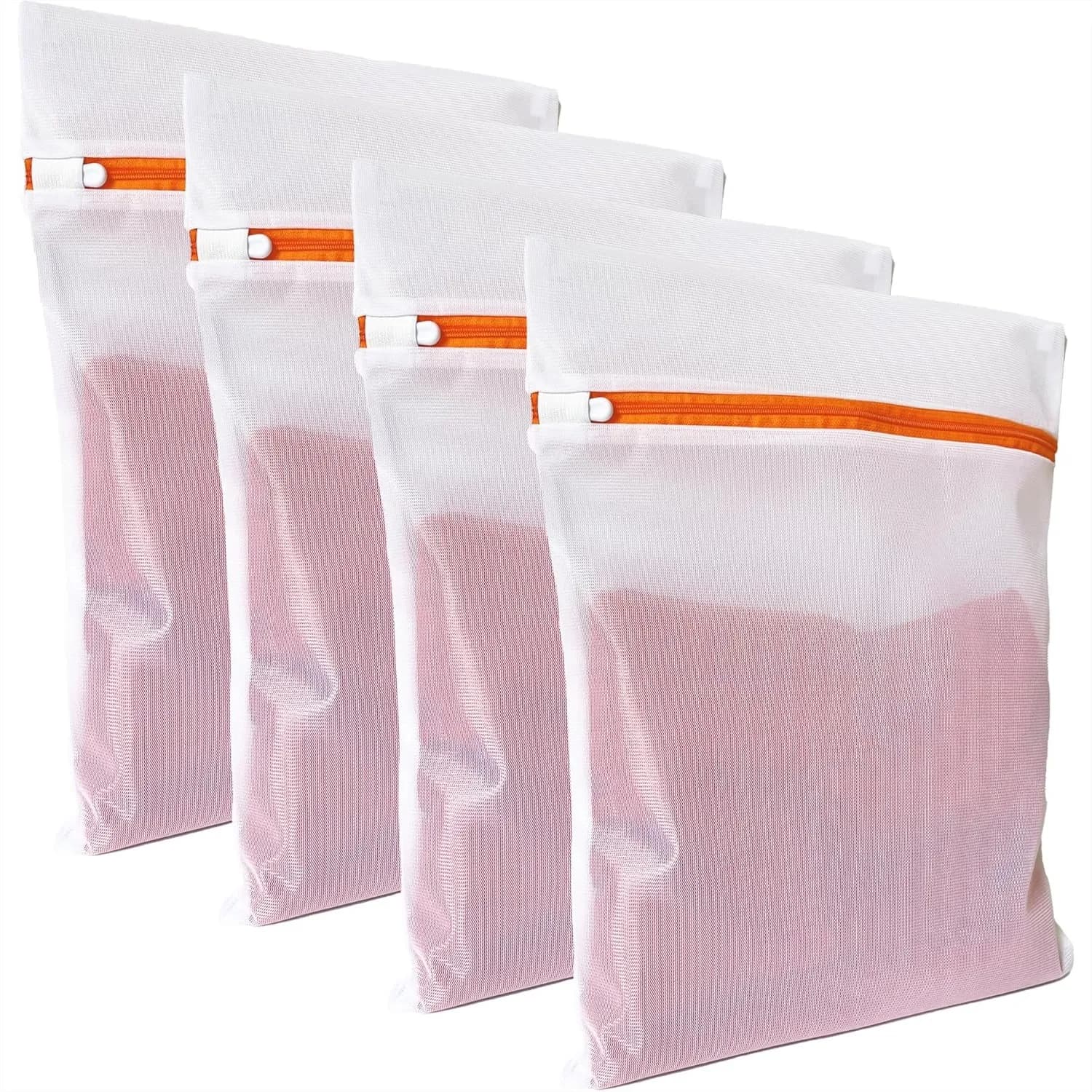 Confezione da 4 sacchetti per bucato in rete per capi delicati, 12x16 pollici, rete fine resistente con cerniera antiruggine, per lavare biancheria intima, reggiseni, mutande