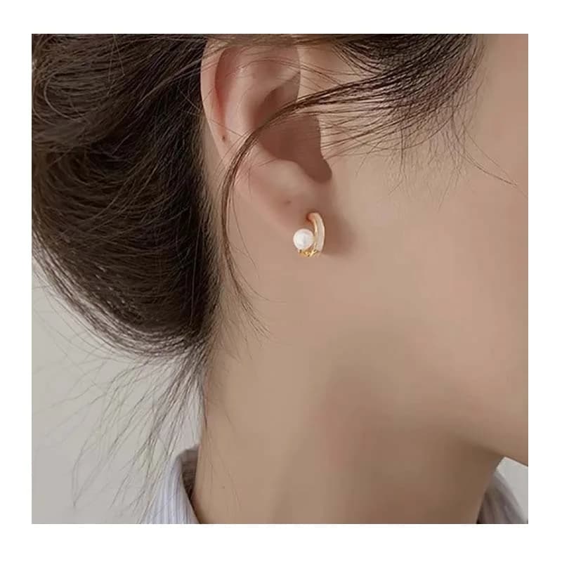 French Imitation Pearl Stud Earrings Women's Light Luxury Elegant Temperament Earbone Studs Niche Versatile Design Celebrity Sty
