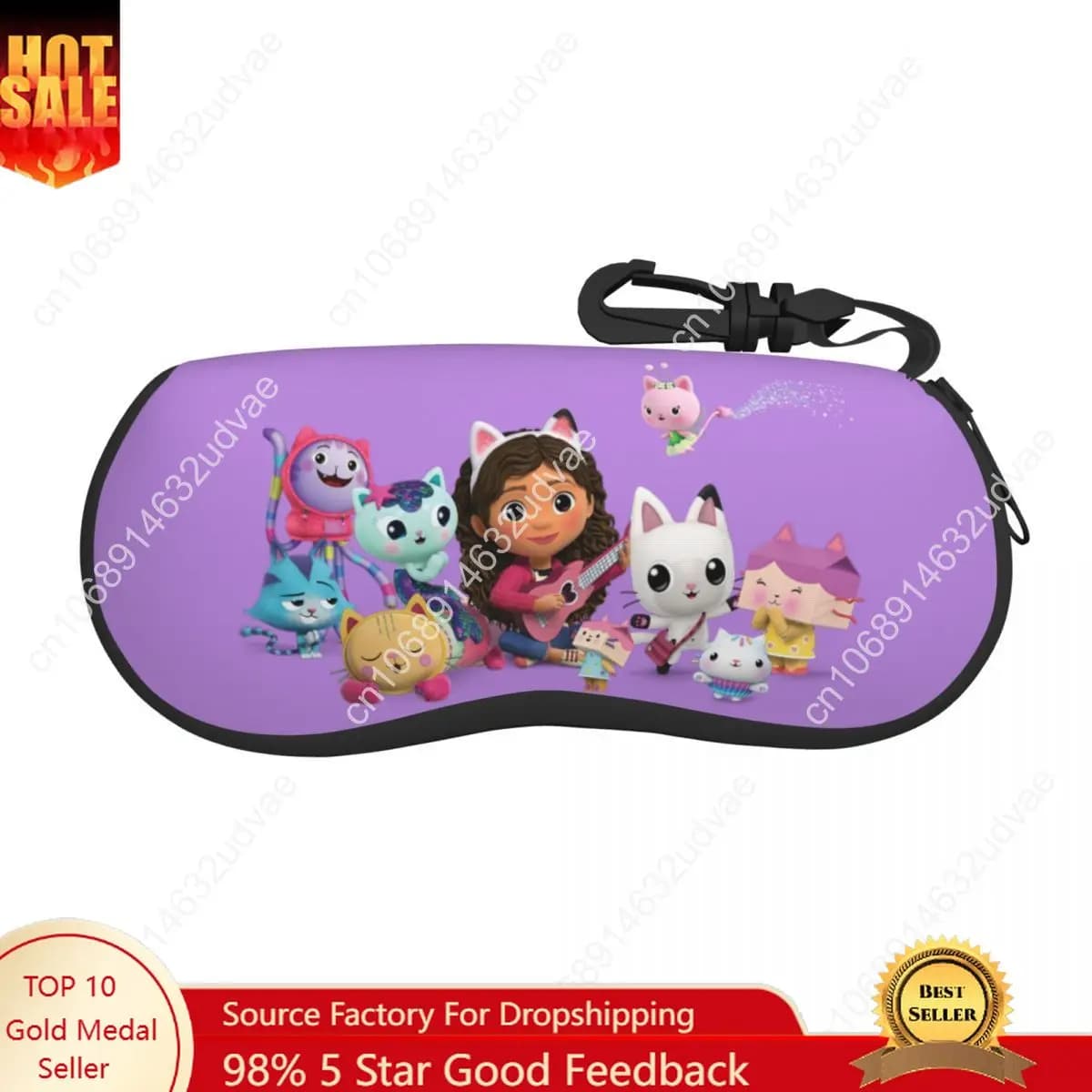 Custom Gabbys Dollhouse Gabby Cats Sunglasses Soft Neoprene Zipper Cakey Mercat Shell Eyeglass Case Protective Box For Glasses