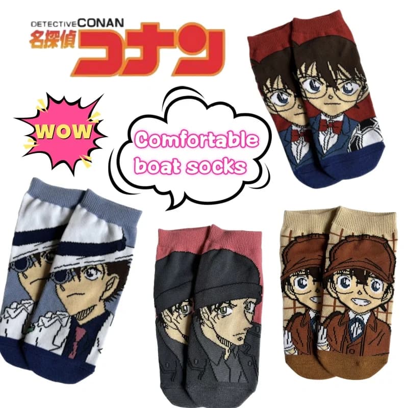 Nuovo Conan Edogawa Kaitou Kid Alto valore di colore Personalità creativa Calzini da barca Animazione Cartoon Bocca superficiale Calzini comodi
